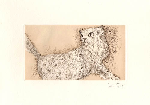 Leonor Fini - Les Etrangers - L'Olpa - 1976 color etching